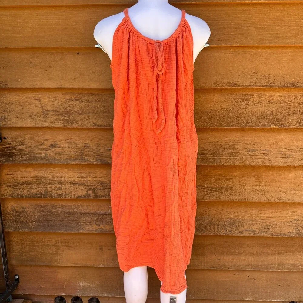 Kona Sol Coral Orange Gauze Soft Comfortable Dress Size S/M - Picture 3 of 8